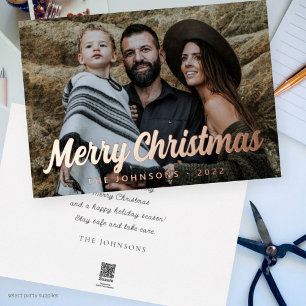Moderne einfache kursive Schrift Familienfoto Folien Feiertagskarte