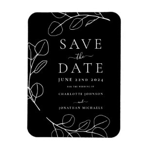 Moderne einfache Leaf Black Wedding retten das Dat Magnet