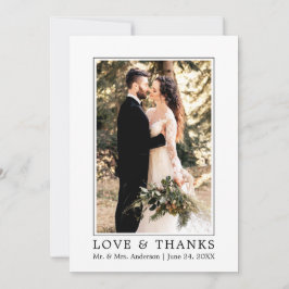 Moderne, einfache Liebe und Dank für das Hochzeits Dankeskarte