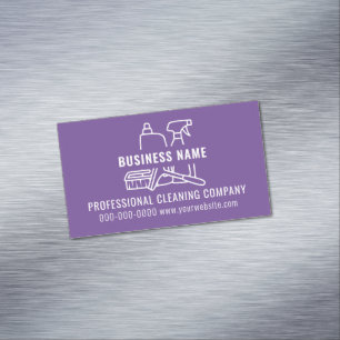 Moderne, einfache Lila Reinigungsfirma Magnetische Visitenkarte
