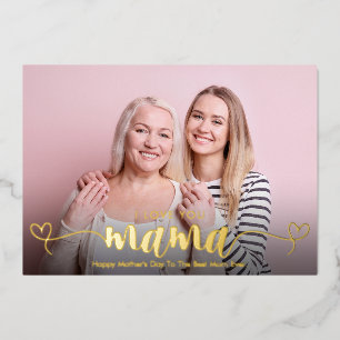 Moderne einfache Mama-Kalligrafie-Foto zum Muttert Folien Feiertagskarte