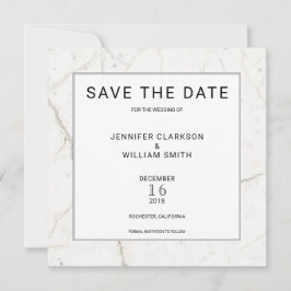 Moderne, einfache Marmor, weiße Hochzeit Save the Save The Date