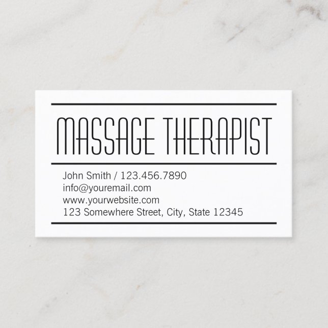 Moderne einfache Massagetherapeutin Business Card Visitenkarte (Vorderseite)
