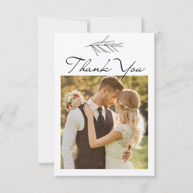 moderne, einfache, maßgeschneiderte Hochzeit Danke (Vorderseite)