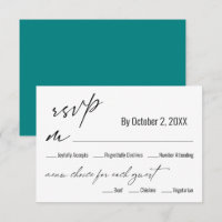 Moderne einfache Menüauswahl Aquamarine Hochzeitsk