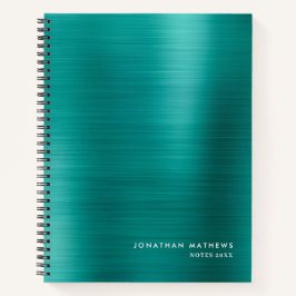 Moderne, einfache Metallic Aquamarin gebürstet Notizbuch