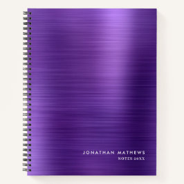 Moderne, einfache Metallic Lila gebürstet Notizbuch