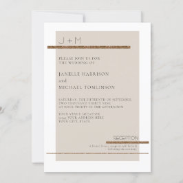 Moderne einfache Minimal Beige Tan Gold Deko Hochz Einladung