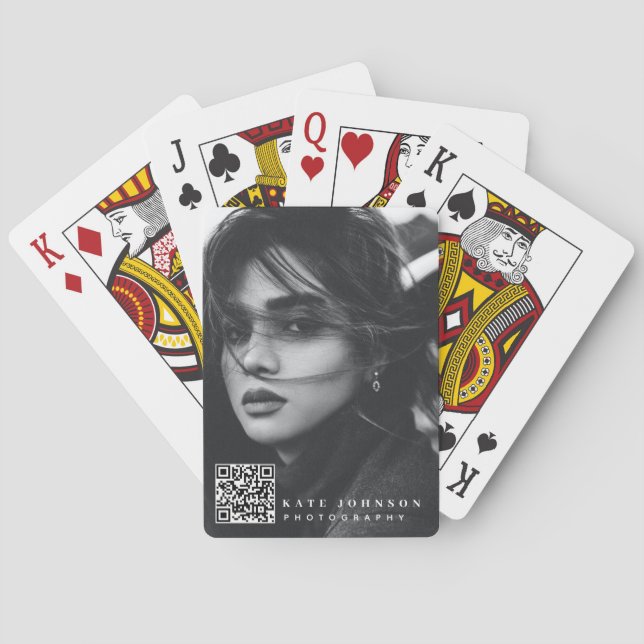 Moderne einfache Minimal-Foto QR Code Fotografie Spielkarten (Rückseite)