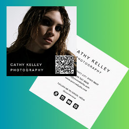 Moderne einfache Minimal Foto QR Code Social Media Quadratische Visitenkarte