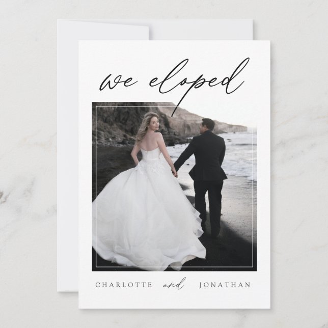 Moderne, einfache Minimal-Hochzeit für Fotos Einladung (Rückseite)