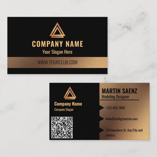 Moderne einfache Minimal QR Code Social Media Blac Visitenkarte (Vorne/Hinten)