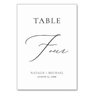 Moderne einfache Minimal Table Four Luxury Wedding Tischnummer
