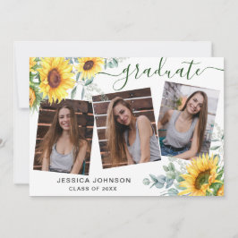 Moderne Einfache Minimalistische 3-FOTO-Graduierun Einladung