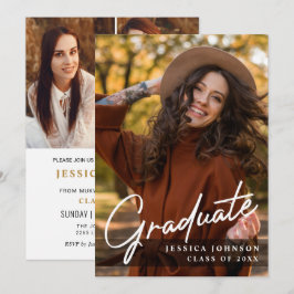 Moderne Einfache Minimalistische 4-FOTO-Graduierun Einladung