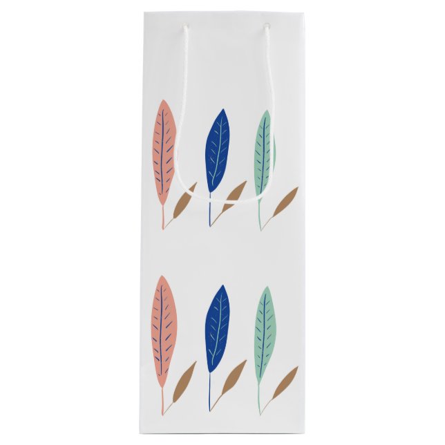 Moderne, einfache minimalistische Blätter Geschenktüte Für Weinflaschen (Vorderseite)