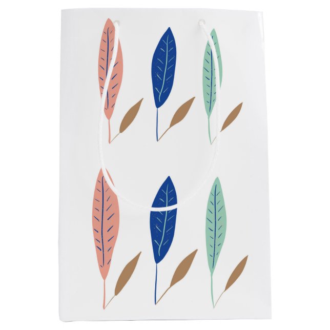 Moderne, einfache minimalistische Blätter Mittlere Geschenktüte (Vorderseite)