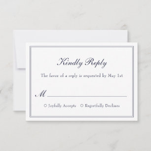 Moderne einfache minimalistische elegante Hochzeit RSVP Karte