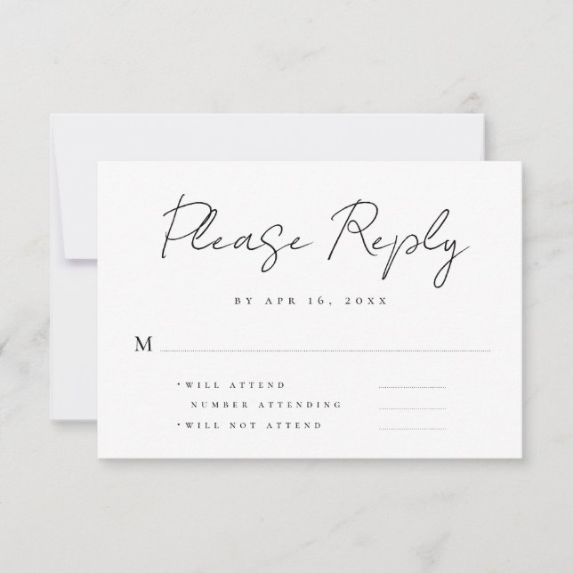 Moderne einfache Minimalistische Erinnerungen Gede RSVP Karte (Vorderseite)