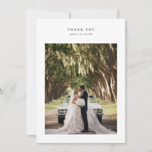 Moderne, einfache Minimalistische Foto Hochzeit Dankeskarte