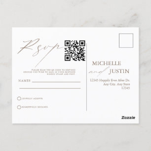 Moderne einfache minimalistische Hochzeit QR-Code  Postkarte