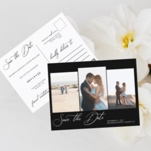 Moderne einfache minimalistische Hochzeit Save The Postkarte