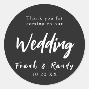 Moderne, einfache Minimalistische Matte Black Wedd Runder Aufkleber