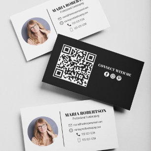 Moderne, einfache Minimalistische QR Code Social M Visitenkarte