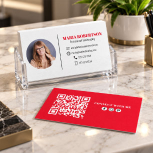 Moderne, einfache Minimalistische QR-Code Social M Visitenkarte