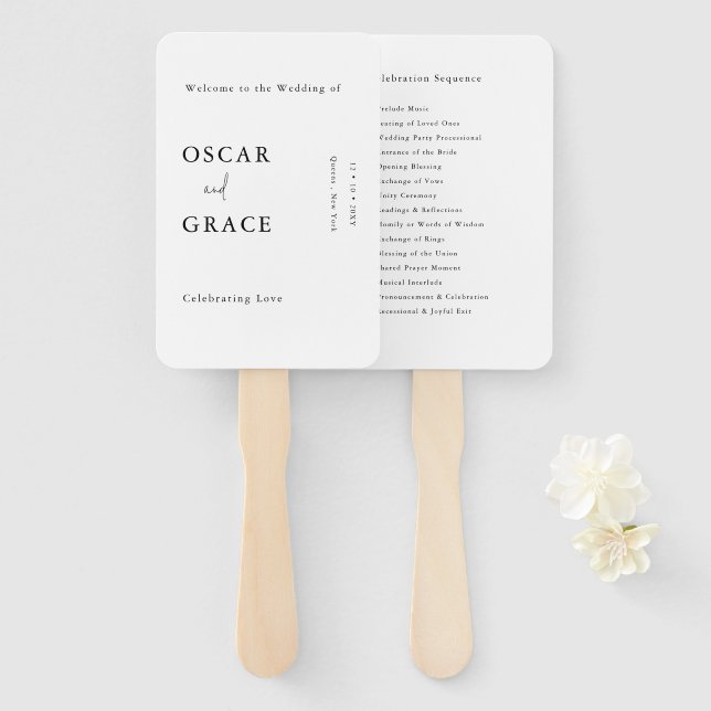 Moderne, einfache Minimalistische Typografie-Hochz Fächer (Vorne und Hinten)