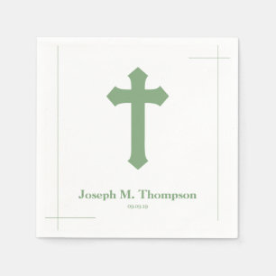 Moderne einfache Mint Cross Erste Heilige Kommune Serviette