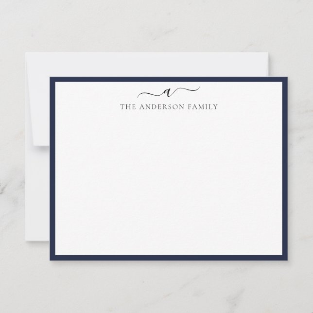Moderne, einfache Mit Monogramm Familie Mitteilungskarte (Vorderseite)