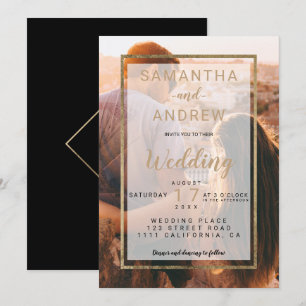 Moderne, einfache Mono-Foto-Hochzeit Einladung