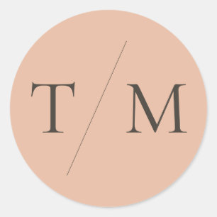 Moderne, einfache Monogram Blush Mix & Match Weddi Runder Aufkleber