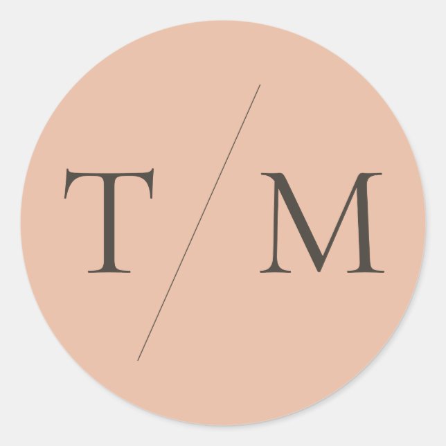 Moderne, einfache Monogram Blush Mix & Match Weddi Runder Aufkleber (Vorderseite)