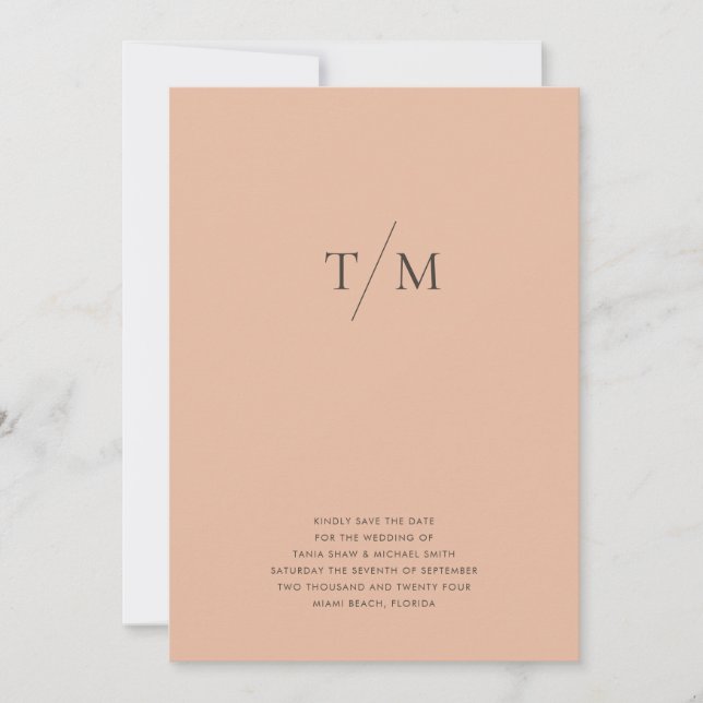 Moderne, einfache Monogram Blush Mix & Match Weddi Save The Date (Vorderseite)