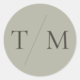 Moderne einfache Monogram Sage Mix & Match Wedding Runder Aufkleber