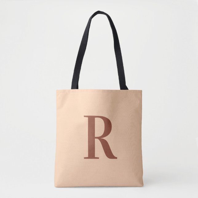 Moderne, einfache Monogramm-Beige Tasche (Vorderseite)
