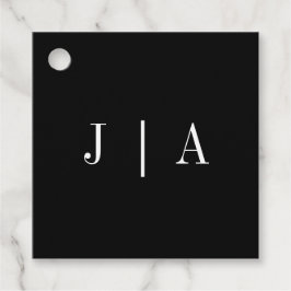 Moderne, einfache Monogramm mit schwarzem und weiß Geschenkanhänger