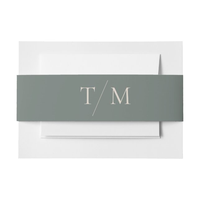 Moderne einfache Monogramm Moss Mix & Match Weddin Einladungsbanderole (Vorderseite Beispiel)