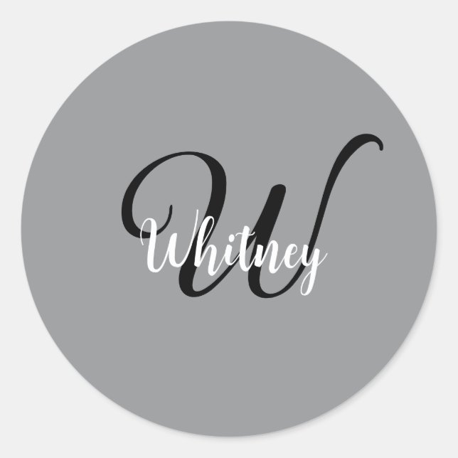 Moderne einfache Monogramm-Name  Runder Aufkleber (Vorderseite)