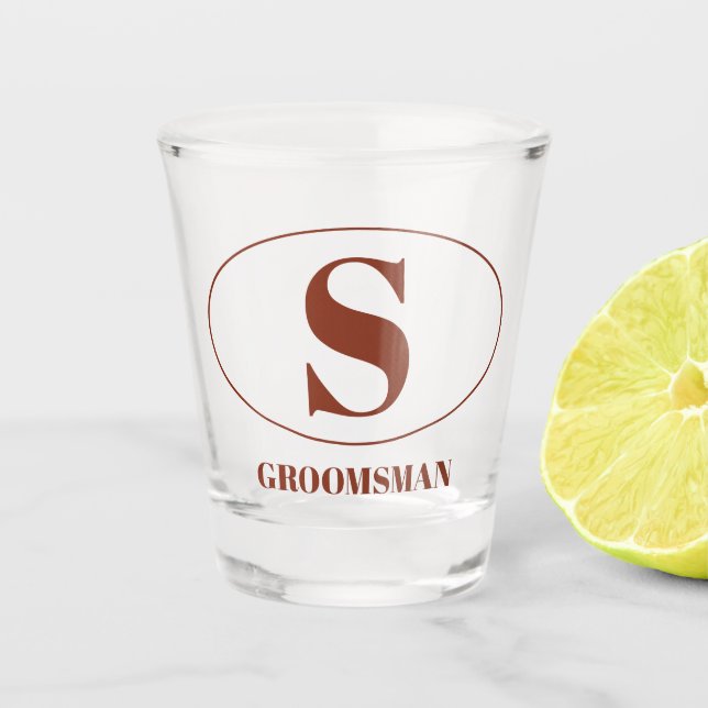 Moderne Einfache Monogramm-Trauzeugen - Hochzeitsg Schnapsglas (Vorderseite)