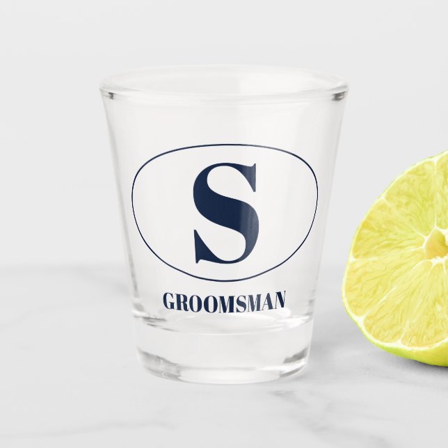 Moderne Einfache Monogramm-Trauzeugen - Hochzeitsg Schnapsglas (Vorderseite)