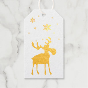 Moderne einfache Moose Rote Schneeflocken Geschenkanhänger