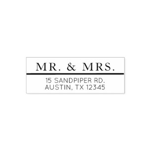 Moderne einfache Mr. & Mrs. Classic Rücksendeadres Permastempel