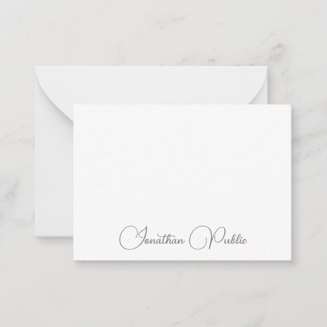 Moderne einfache Namen Template Typografie Script Mitteilungskarte (Vorderseite)