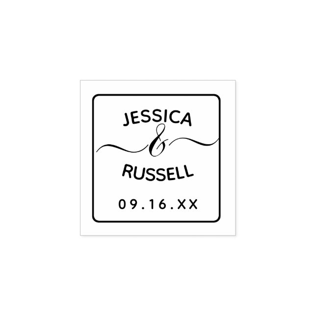 Moderne einfache Namensdaten Hochzeit Gummistempel (Prägung)