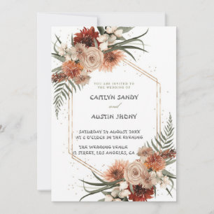 Moderne einfache neutrale Boho-Blumen Einladung