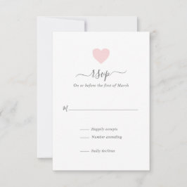 Moderne, einfache Niedlich-rosa Herzenshochzeit RSVP Karte
