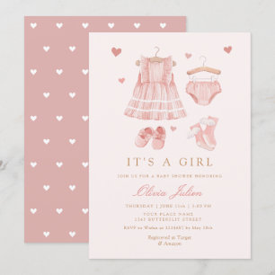 Moderne, einfache Niedliche Boho Clothes Girl Baby Einladung